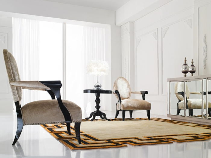 beistelltisch design rund elegant wohnzimmer ausgefallener teppich