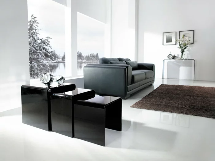 beistelltisch design schwarz elegant wohnzimmer sofa