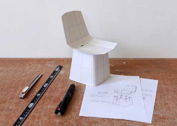 designermöbel origami designer stuhl linito designer yu ito skizze papier muster