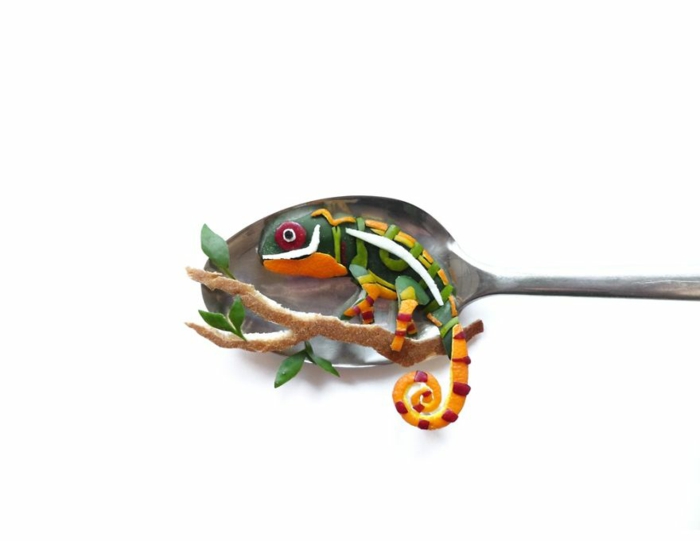 food art löffel chameleon