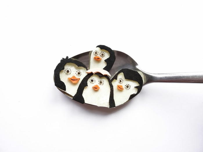 food art löffel pinguinen
