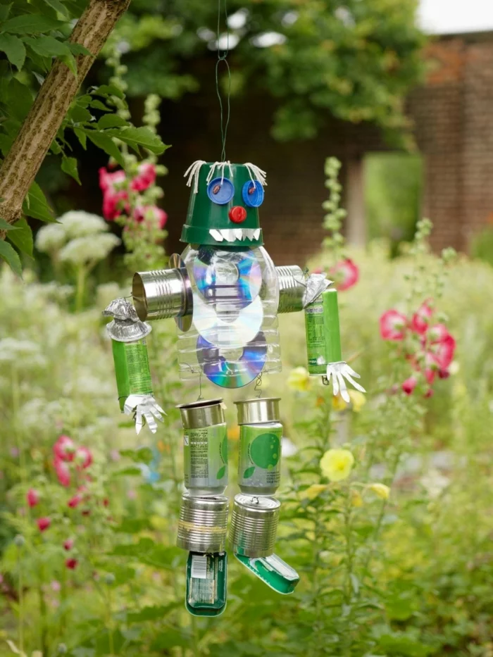 gartendekorationen robot DIY ideen garten