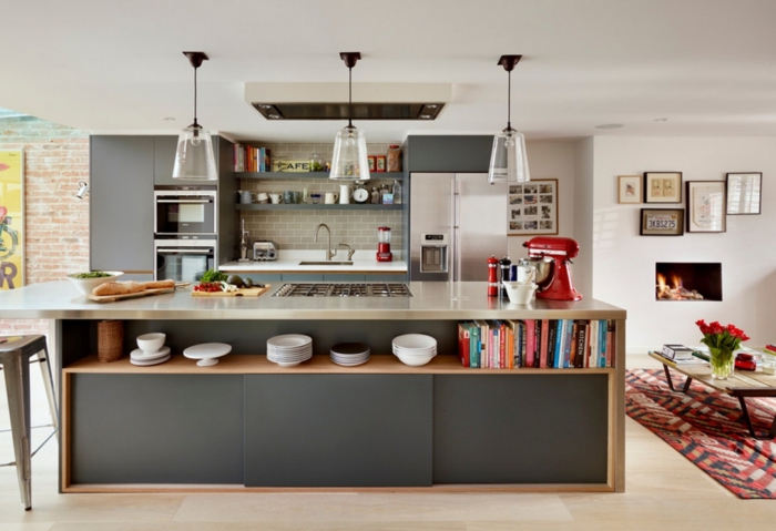 küchengestaltung ideen küche mit kochinsel küchenarbeitsplatte beton