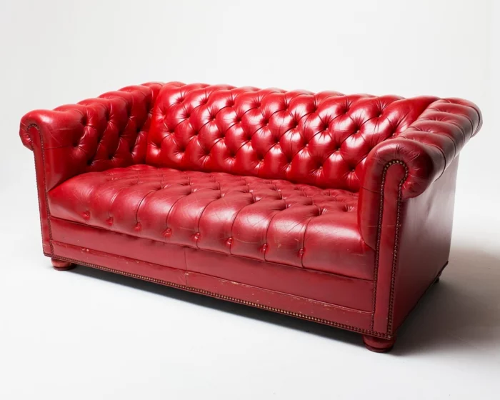 ledercouch chesterfield sofa rotes glattleder