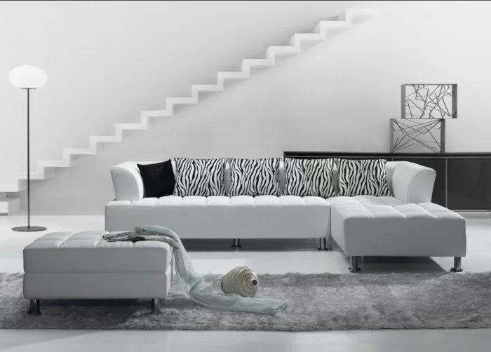 ledercouch echtleder glatt weiß minimalistisches design