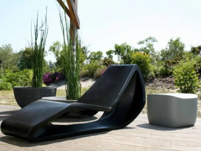 lounge sessel outdoor liege schwarz modernes design