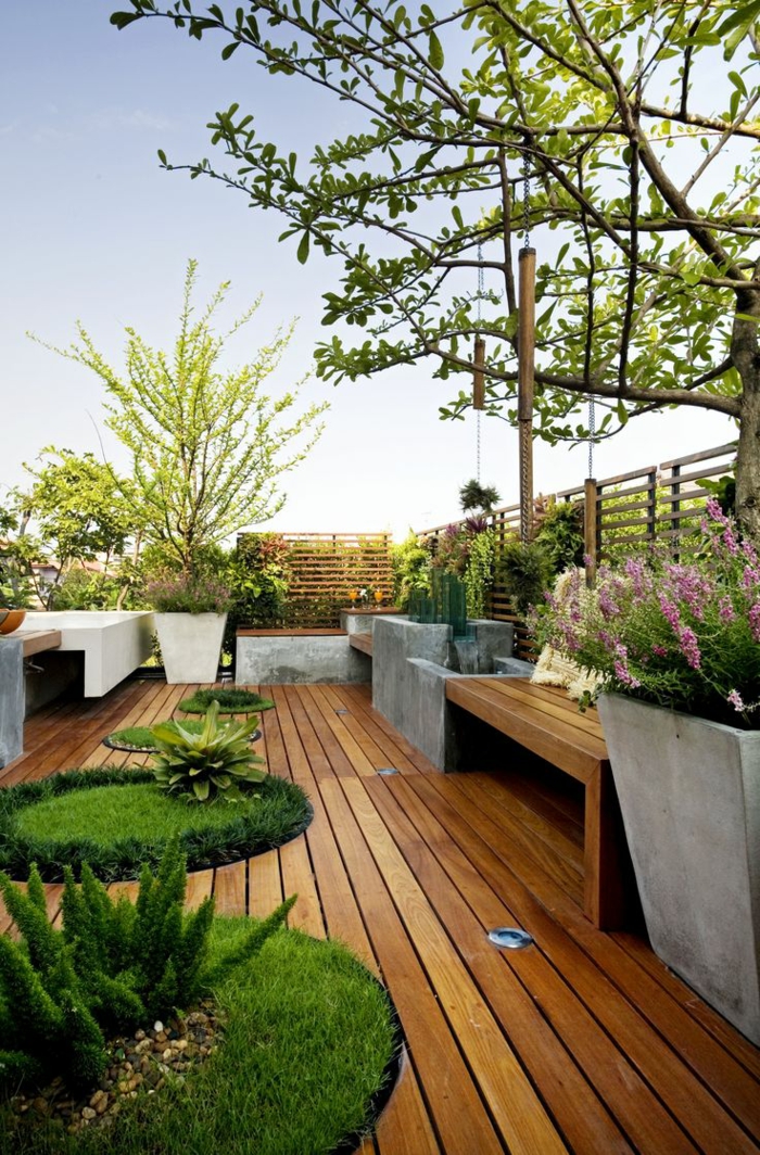 moderne terrassenbepflanzung möbel und balkonpflanzen