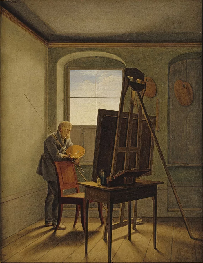  Stilepoche Romantik Kunst Maler in seinem Atelier gemälde von 1811