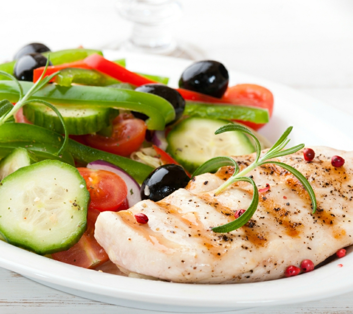 schöne haut gesund essen fettarmes fleisch frischer salat