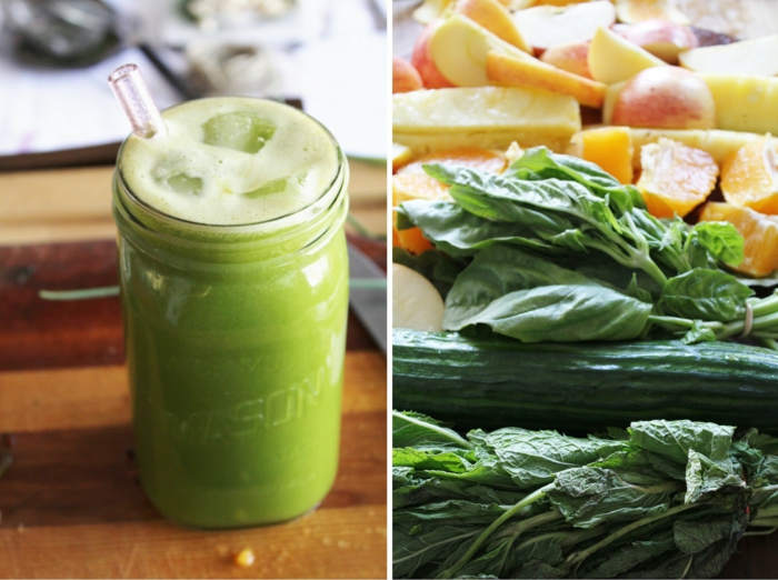 schöne haut vegane ernährung grünes gemüse smoothies