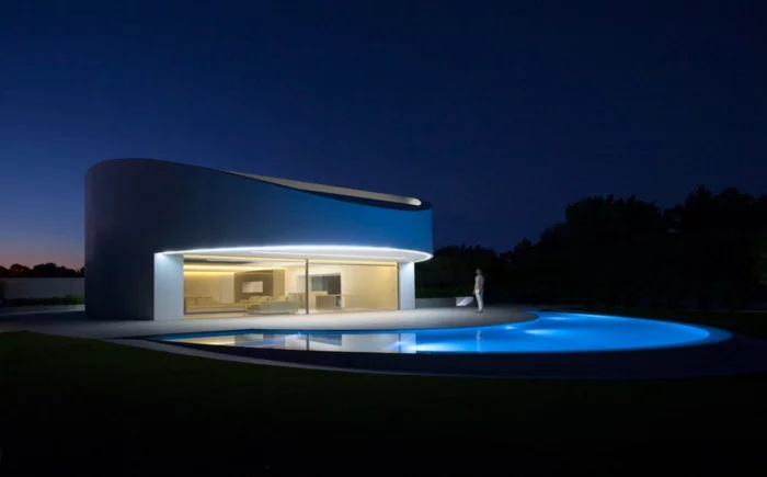 traumhaus bauen ovale formen minimalistische architektur
