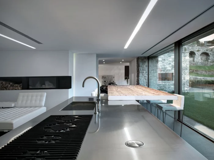 traumhaus modernes design offener wohnplan kücheninsel minimalistische armatur