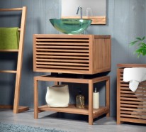 Waschtisch aus Holz und andere rustikale Badezimmer Ideen