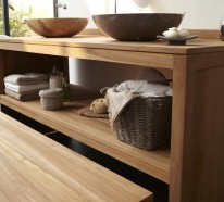 Waschtisch aus Holz und andere rustikale Badezimmer Ideen