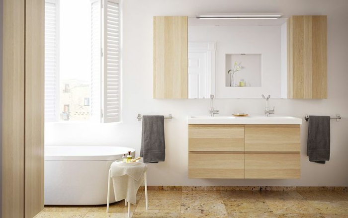 waschtisch holz rustikale badezimmer ideen ikea möbel