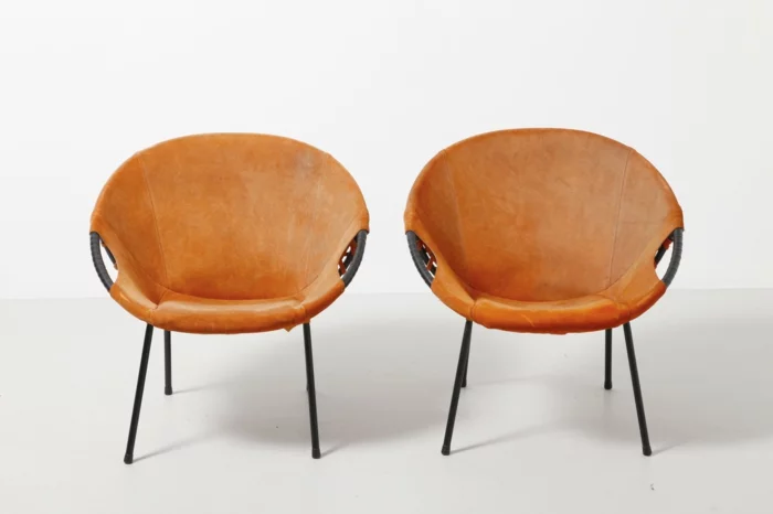 50er jahre möbel cocktail stühle leder orange modestfurniture
