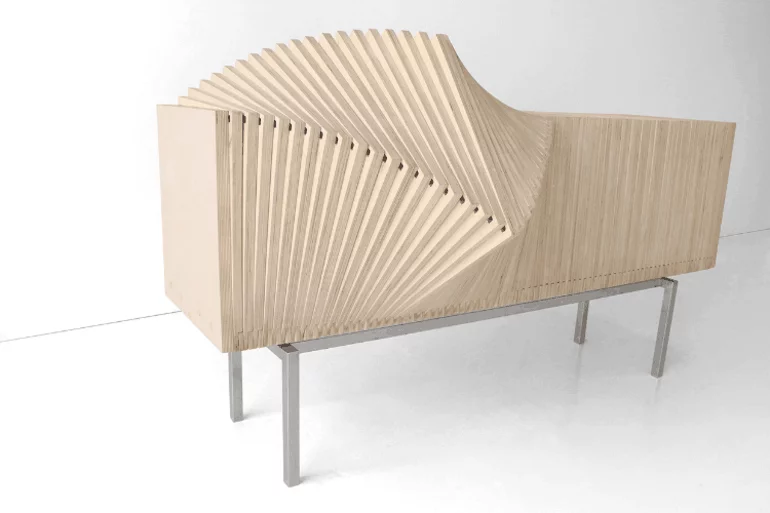 Designer Sideboard wave cabinet wellenschrank holz