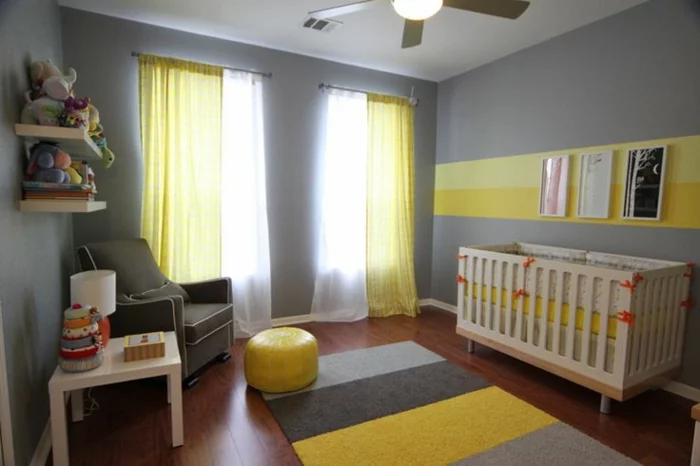 babyzimmer einrichten tipps bodenbelag gelber teppich