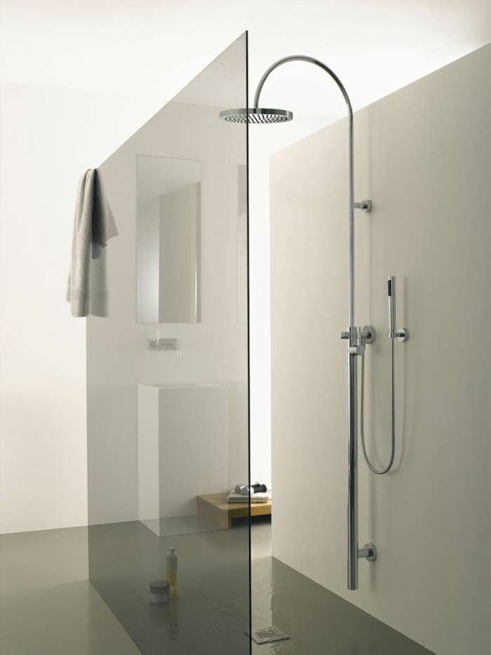 begehbare dusche badgestaltung ideen minimalistisch