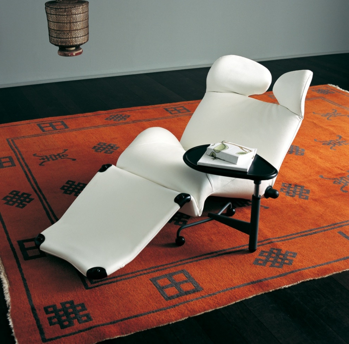 design relaxsessel weiß roter teppich einrichtungsideen