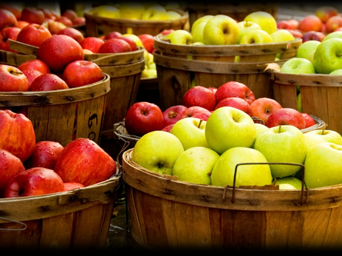 gesundes leben bio produkte äpfel grün rot