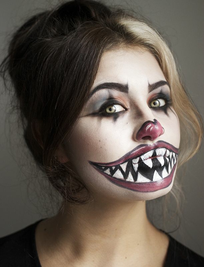 halloween schminkideen frauen erschreckender clown