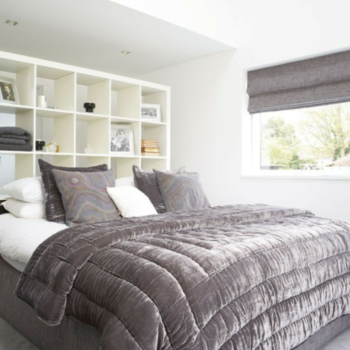 ideen schlafzimmer grau textilien steppdecke