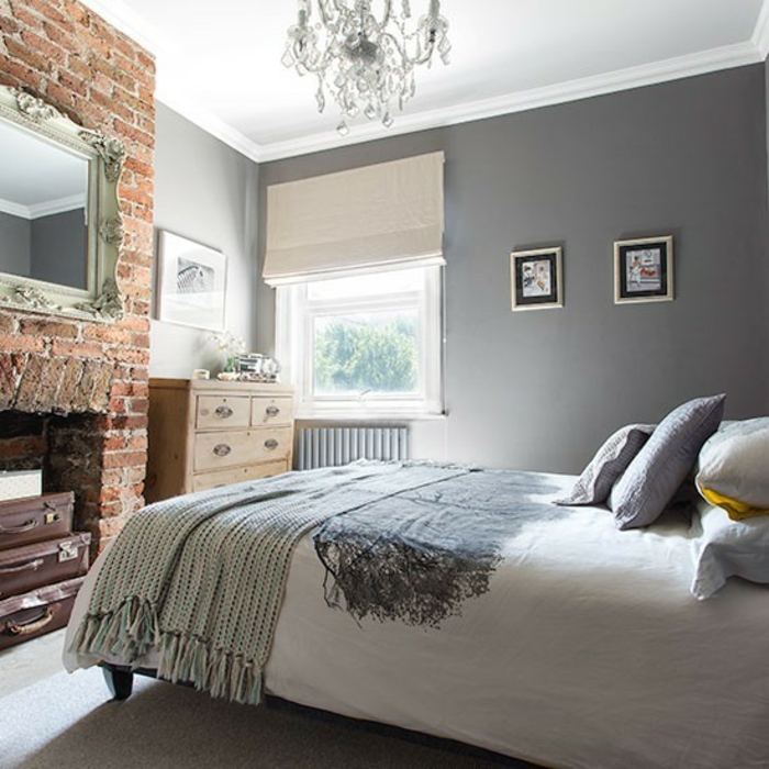 ideen schlafzimmer graue nuancen wandfarbe teppichboden
