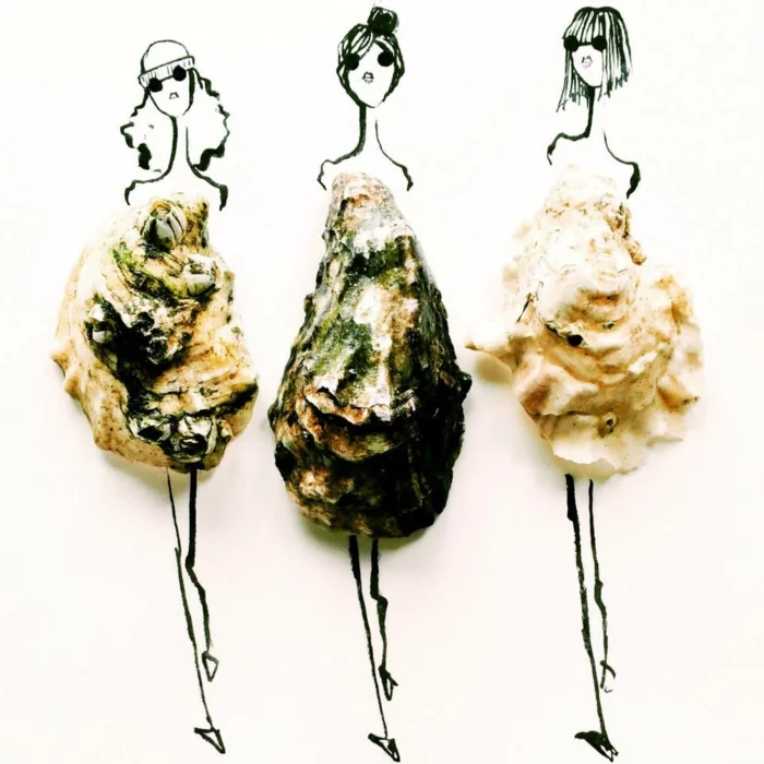 illustratoren Gretchen Roehrs fashion illustrationen mit muscheln kleider