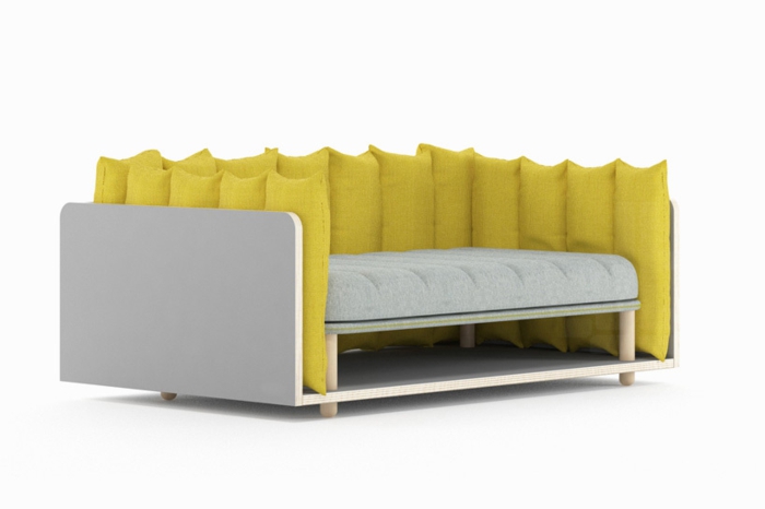 italienische polstermöbel kleines sofa re cinto gelbe kissen