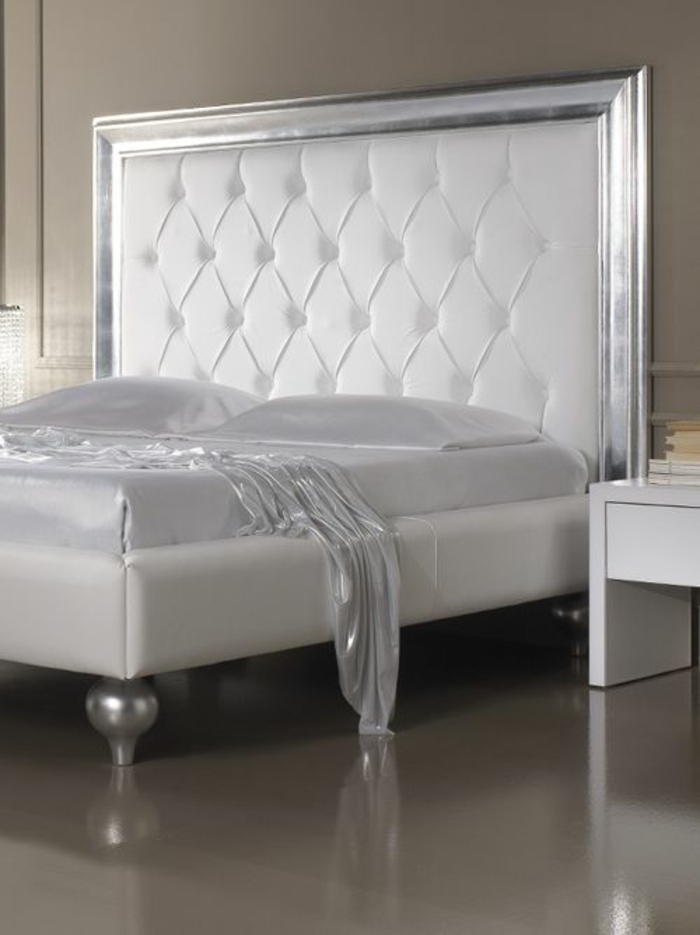 italienische polstermöbel schlafzimmer möbel elegant silber weiß polsterbett