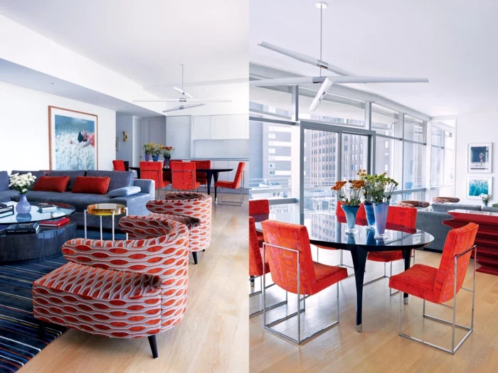 Möbeldesigner John Barman kreative Einrichtungsideen im Innendesign mit roten Akzenten