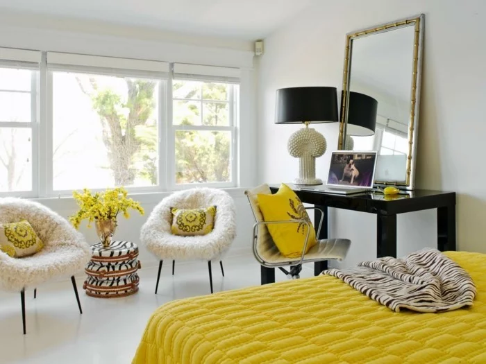 schlafzimmer einrichten den modernen schlafbereich in weiß gelb gestalten