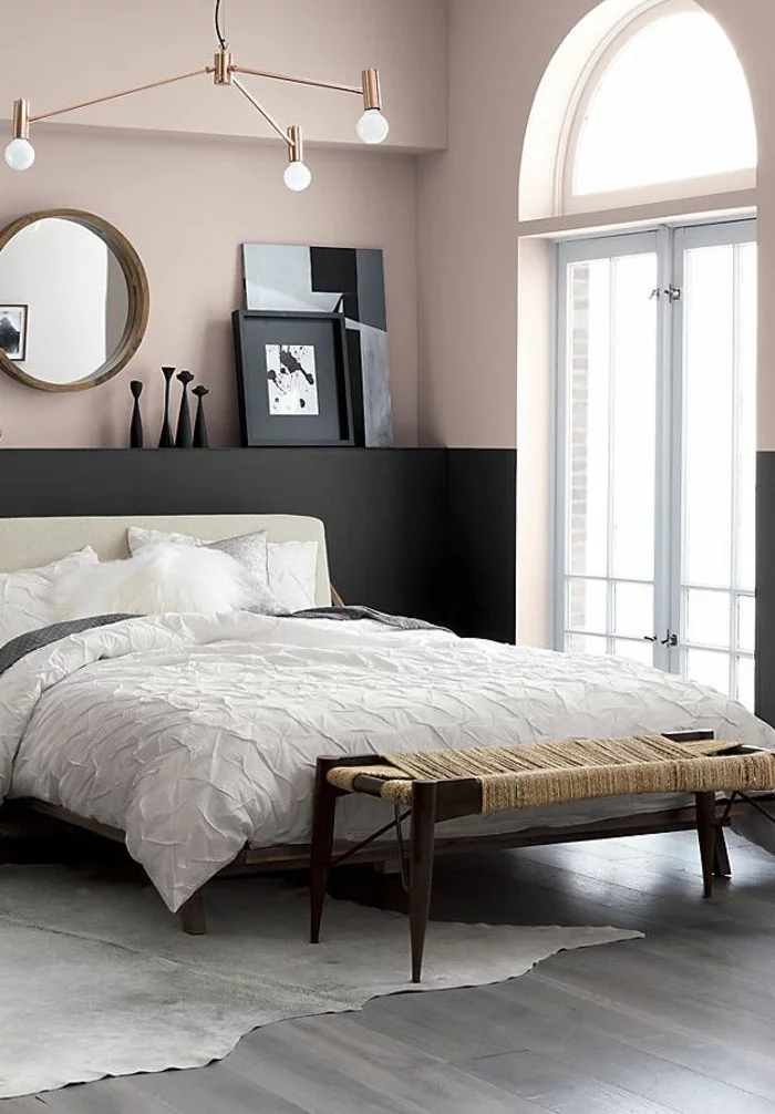 schlafzimmer ideen fellteppich und farbkontraste
