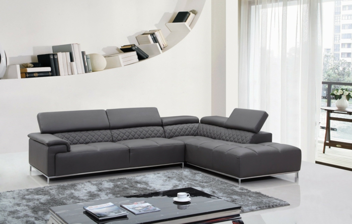 schöne sofas graues ecksofa wohnzimmerteppich ausgefallenes wandregal
