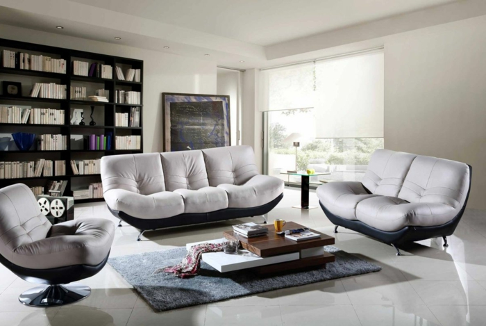 schöne sofas modernes wohnzimmer einrichten grauer teppich