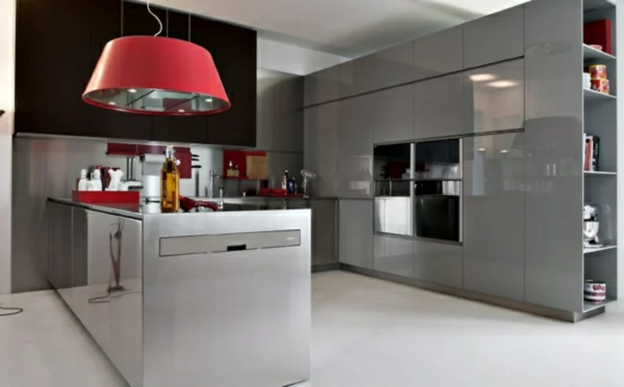 stilvolle modulküchen küchen italienisch rote pendelleuchte