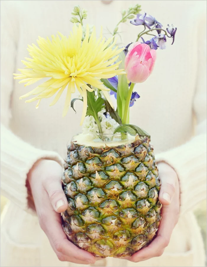 tischdeko selber machen diy vase ananas