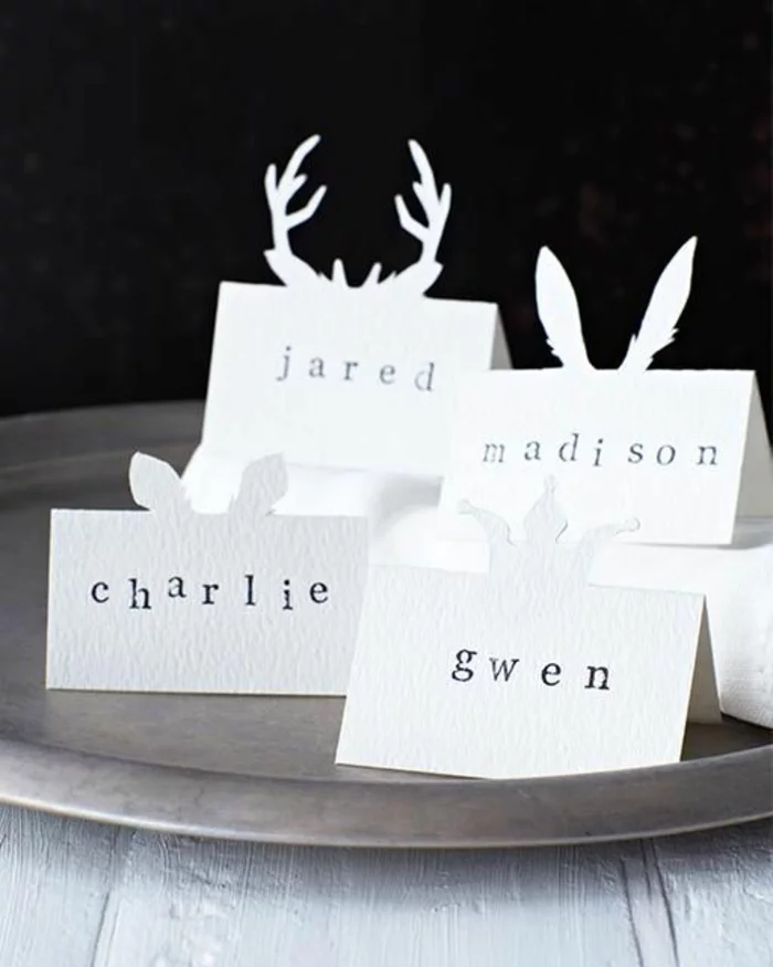 weihnachtliche tischdeko ideen tischkarten aus papier basteln