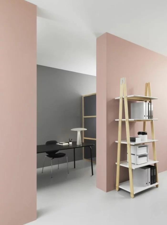 wohnzimmer gestalten farbe wandfarbe rosa grau farbgestaltung ideen