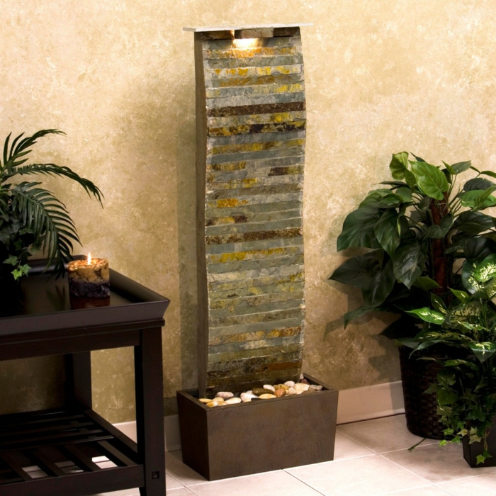 deko brunnen dekorativ indoor steinplatten kieselsteine