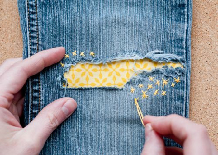 Modetipps alte jeans reparieren kreative nähideen