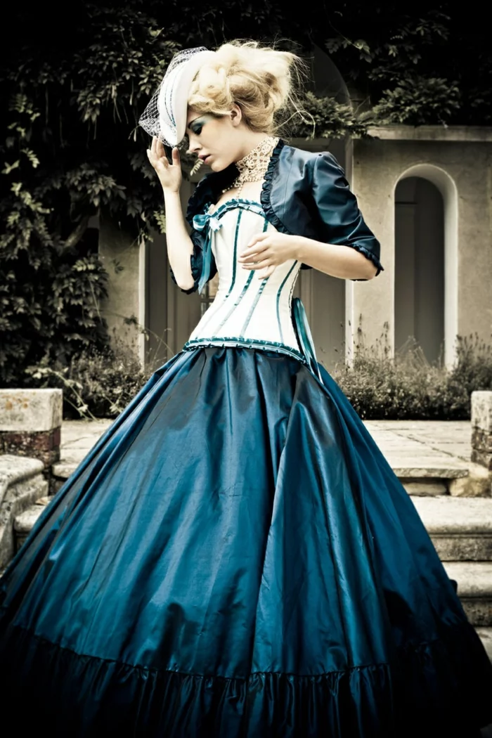 Steampunk Kleid blau einzeln