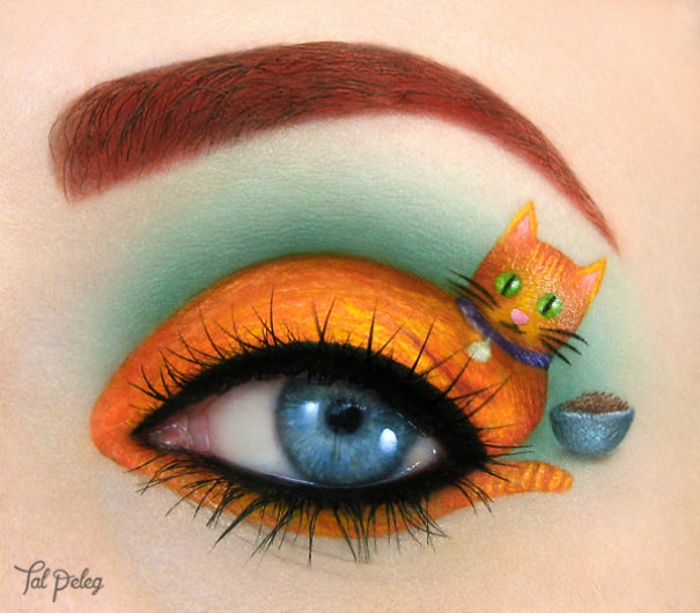 augen schminken maskenbildnerin Tal Peleg orange katze