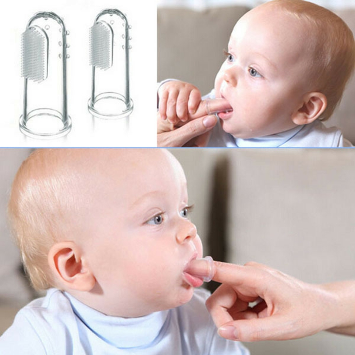 baby zähne putzen spezielle silikon zahnbürste