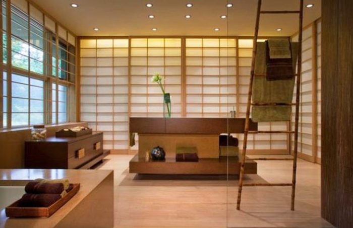 badeinrichtung japanischer fernöstliches design minimalistischer stil