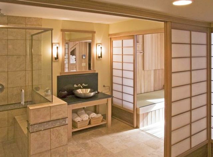 badeinrichtung japanischer stil schiebetüren paravent