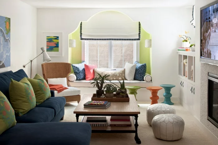 einrichtungsideen wohnzimmer globaler chic krasse farben
