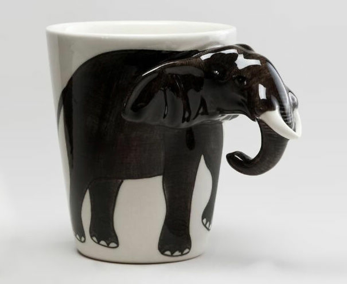 elefanten figuren teetasse schwarz weiß