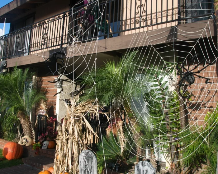 halloween ideen dekoideen außenbereich spinngewebe